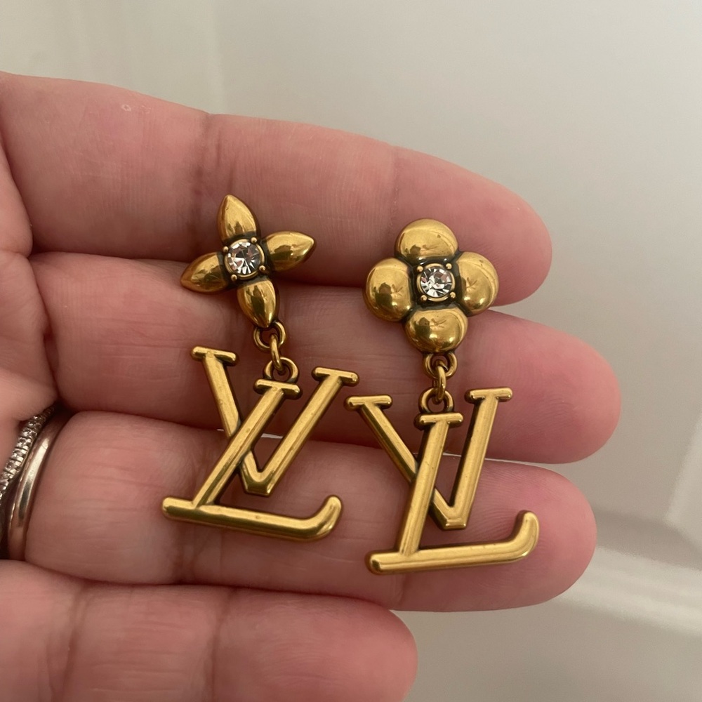 Gold Logo Stud Earrings